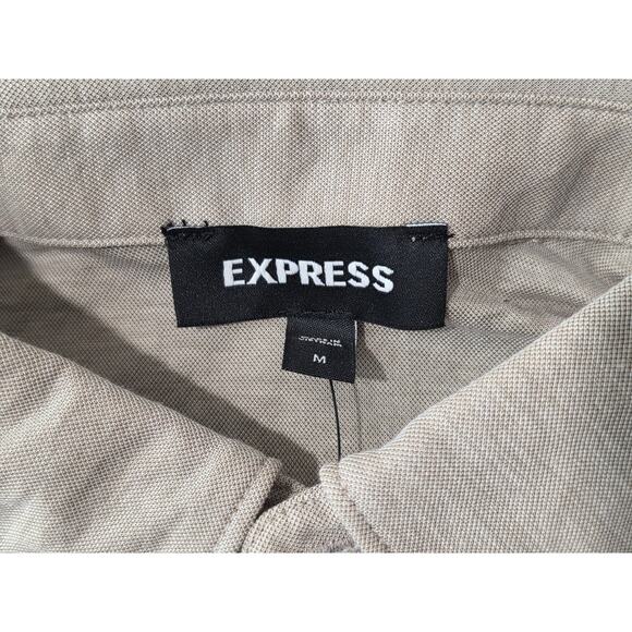 NWT Express  light tan khaki short sleeve polo shirt - medium - Picture 2 of 6